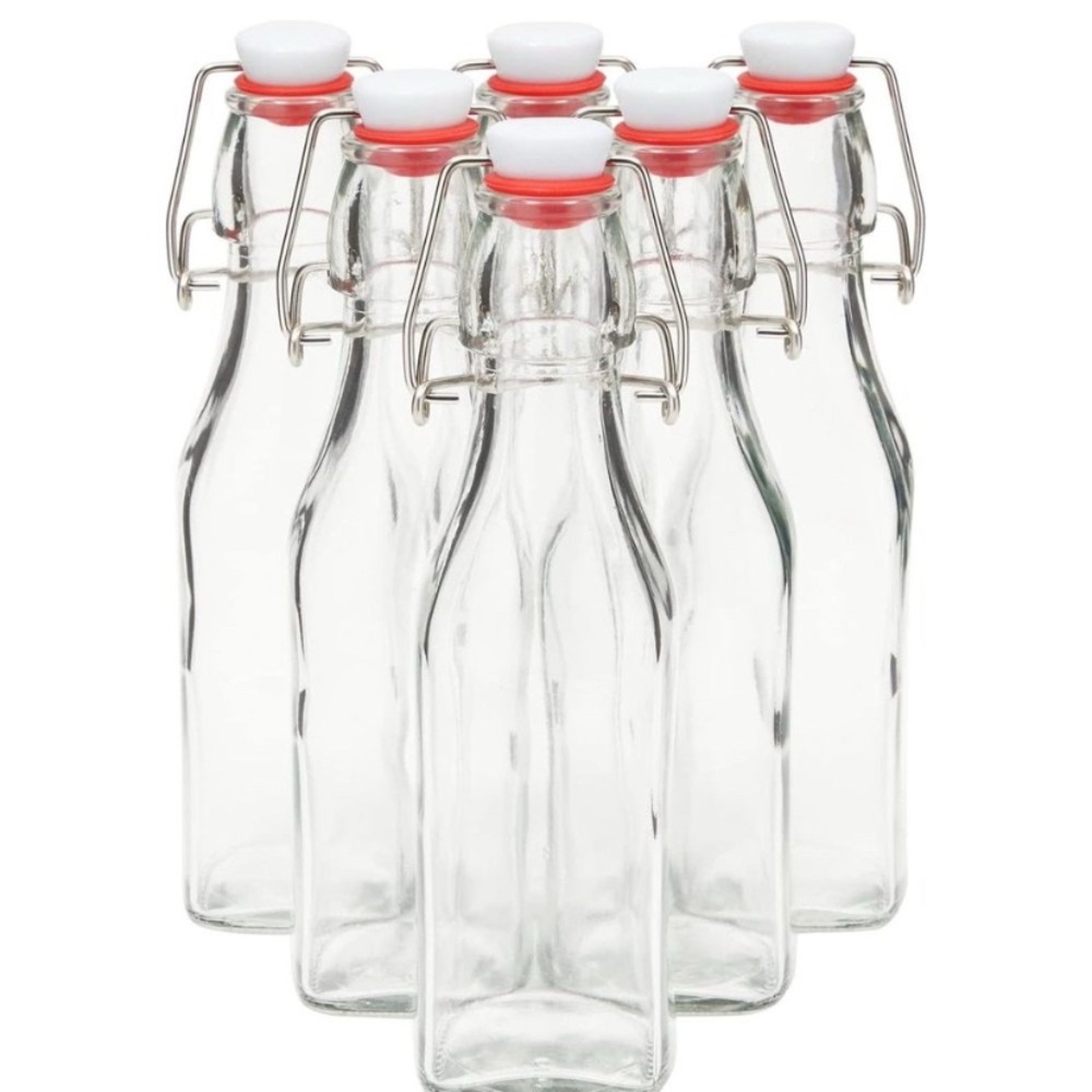 Clear Glass Beer Bottles for Home Brewing with Easy Wire Swing Cap & Airtight